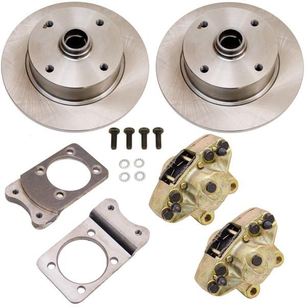 No Hassle Front Disc Brake Kit, Fits Stock Drum Spindles, 4-Lug VW Pattern - 4 x 130mm - Speedometer & Auto Electric