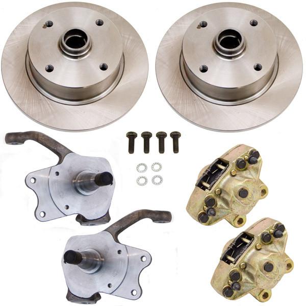 Front Disc Brake Kit With Stock Disc Spindles, 4-Lug Rotors, VW Pattern - 4 x 130mm - Speedometer & Auto Electric