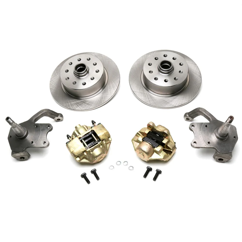 Front Disc Brake Kit With Stock Disc Spindles, 5-Lug Rotors, Dual Pattern - Chevy / Ford - 5 x 4-3/4