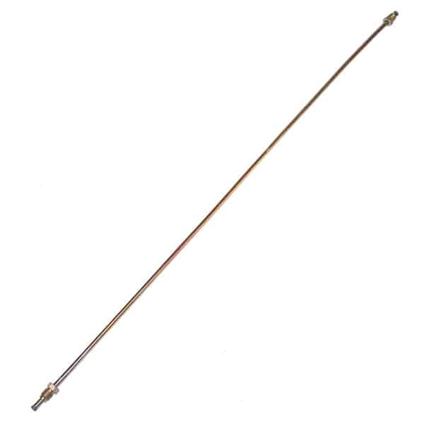 Metal Brake Line, Rear Right Side (Passenger Side) at the 'T', 635mm Long, fits '49-'68 Bug, Ghia & Type 3 - Speedometer & Auto Electric
